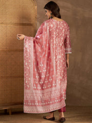 Women Floral Printed Gotta Patti Kurta with Trousers & Dupatta Kurta Sets