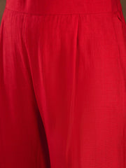 Floral Embroidered Zari Straight Kurta With Trousers And Dupatta