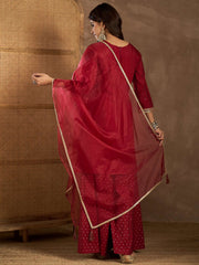 Women Ethnic Motifs Embroidered Sequinned Kurta with Palazzos & Dupatta