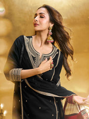 Malaika Arora Women Paisley Zari and Sequinned Embroidered Kurta Set with Dupatta