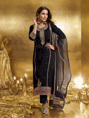 Women Paisley Zari and Sequinned Embroidered Kurta Set with Dupatta