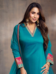 Women Floral Embroidered Regular Kurta with Trousers & Dupatta