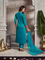 Women Floral Embroidered Regular Kurta with Trousers & Dupatta