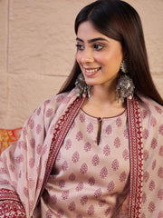 Women Ethnic Motifs Printed Regular Thread Work Kurta with Palazzos & Dupatta