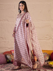 Women Ethnic Motifs Printed Regular Thread Work Kurta with Palazzos & Dupatta