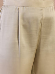 Floral Printed Straight Satin Sequinned Kurta With Trousers & Dupatta