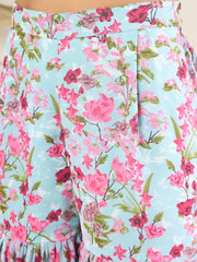 Floral Printed & Mirror Work Top With Sharara Co-Ords