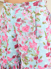 Floral Printed & Mirror Work Top With Sharara Co-Ords