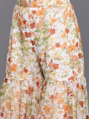 Floral Printed & Mirror Work Tunic With Sharara