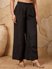 Women Printed Regular Sequinned Silk Crepe Kurta with Palazzos & With Dupatta