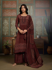 Women Ethnic Motifs Printed Regular Sequinned Silk Kurta with Palazzos & Dupatta