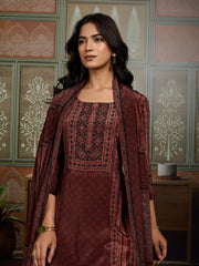 Women Ethnic Motifs Printed Regular Sequinned Silk Kurta with Palazzos & Dupatta