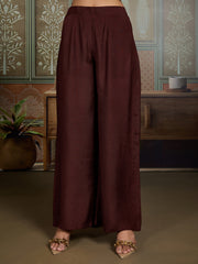 Women Ethnic Motifs Printed Regular Sequinned Silk Kurta with Palazzos & Dupatta