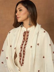 Women Ethnic Motifs Embroidered Regular Thread Work Kurta with Trousers & With Dupatta