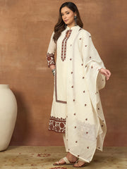 Women Ethnic Motifs Embroidered Regular Thread Work Kurta with Trousers & With Dupatta