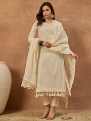 Women Ethnic Motifs Regular Sequinned Kurta with Trousers & With Dupatta