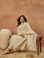 Women Ethnic Motifs Regular Sequinned Kurta with Trousers & With Dupatta