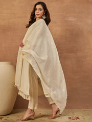 Women Ethnic Motifs Regular Sequinned Kurta with Trousers & With Dupatta