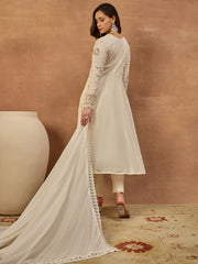 Women Floral Thread Embroidered Anarkali Kurta & Trouser with Dupatta