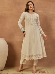 Women Floral Thread Embroidered Anarkali Kurta & Trouser with Dupatta