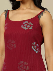 Floral Embellished Sequinned Shoulder Straps Georgette A-Line Kurta