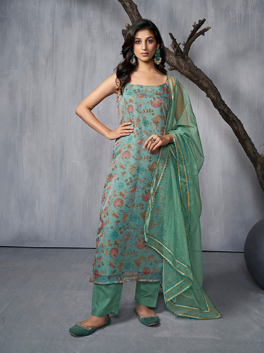 Women Floral Printed Regular Kurta with Trousers & With Dupatta