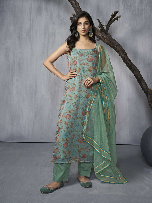 Women Floral Printed Regular Kurta with Trousers & With Dupatta