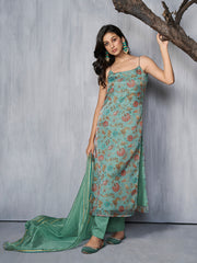 Women Floral Printed Regular Kurta with Trousers & With Dupatta