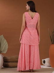 Women Pink Bandhani Printed Kurta with Palazzos