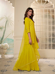 Women Embroidered Regular Kurta with Sharara & With Dupatta