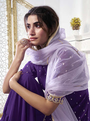 Women Ethnic Motifs Embroidered Regular Sequinned Kurta with Sharara & With Dupatta