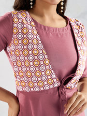 Ethnic Motifs Embroidered A Line Thread Work Kurta With Trousers