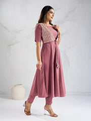 Ethnic Motifs Embroidered A Line Thread Work Kurta With Trousers