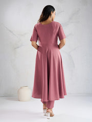 Ethnic Motifs Embroidered A Line Thread Work Kurta With Trousers