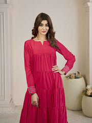 Tiered Gotta Detailing Flared Ethnic Tunic With Palazzos