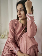 Tiered Gotta Detailing Flared Ethnic Tunic With Palazzos