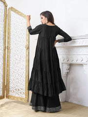 A-Line Tiered Gotta Patti Kurta With Palazzo