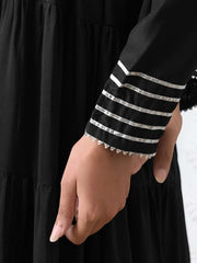 Tiered Gotta Detailing Flared Ethnic Tunic With Palazzos