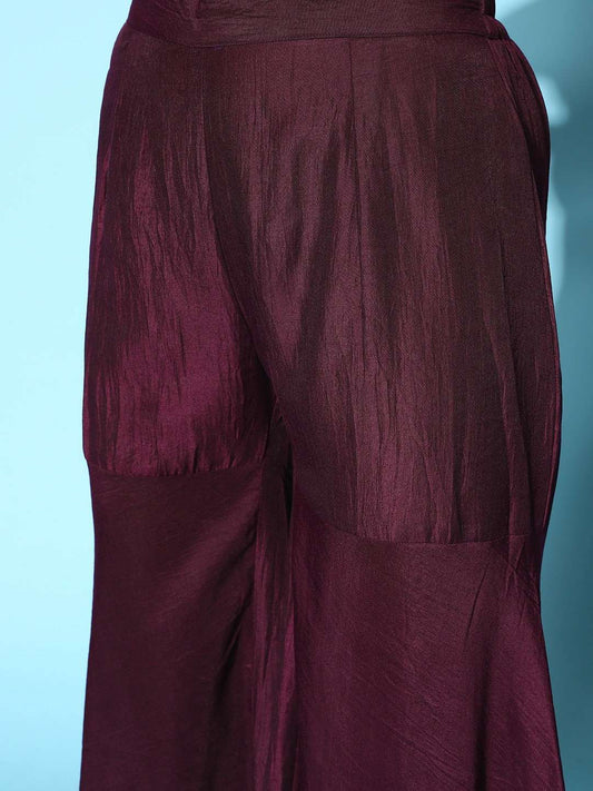 Tiered Gotta Detailing Flared Ethnic Tunic With Palazzos