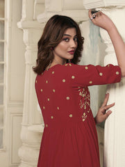 Women Floral Embroidered Empire Thread Work Kurta with Trousers