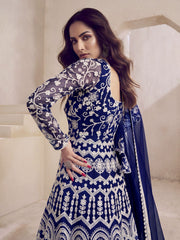 Floral Thread Embroidered Anarkali Kurta with Dupatta