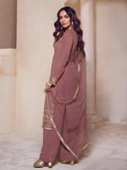 Dirty Pink Zari Thread Embroidered Stright Kurta Set