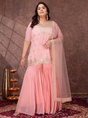 Women Ethnic Motifs Embroidered Regular Kurta & Sharara With Dupatta