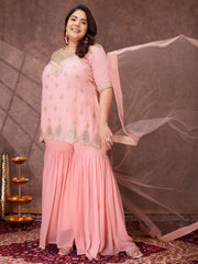 Women Ethnic Motifs Embroidered Regular Kurta & Sharara With Dupatta