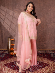 Women Ethnic Motifs Embroidered Regular Kurta & Sharara With Dupatta