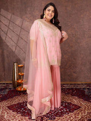 Women Ethnic Motifs Embroidered Regular Kurta & Sharara With Dupatta