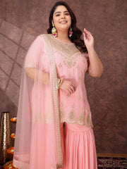 Women Ethnic Motifs Embroidered Regular Kurta & Sharara With Dupatta