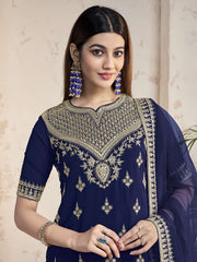 Women Ethnic Motifs Embroidered Regular Sequinned Kurta with Sharara & With Dupatta