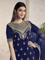Women Ethnic Motifs Embroidered Regular Sequinned Kurta with Sharara & With Dupatta