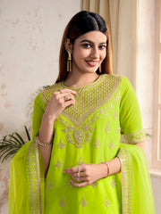 Women Ethnic Motifs Embroidered Regular Sequinned Kurta with Sharara & With Dupatta